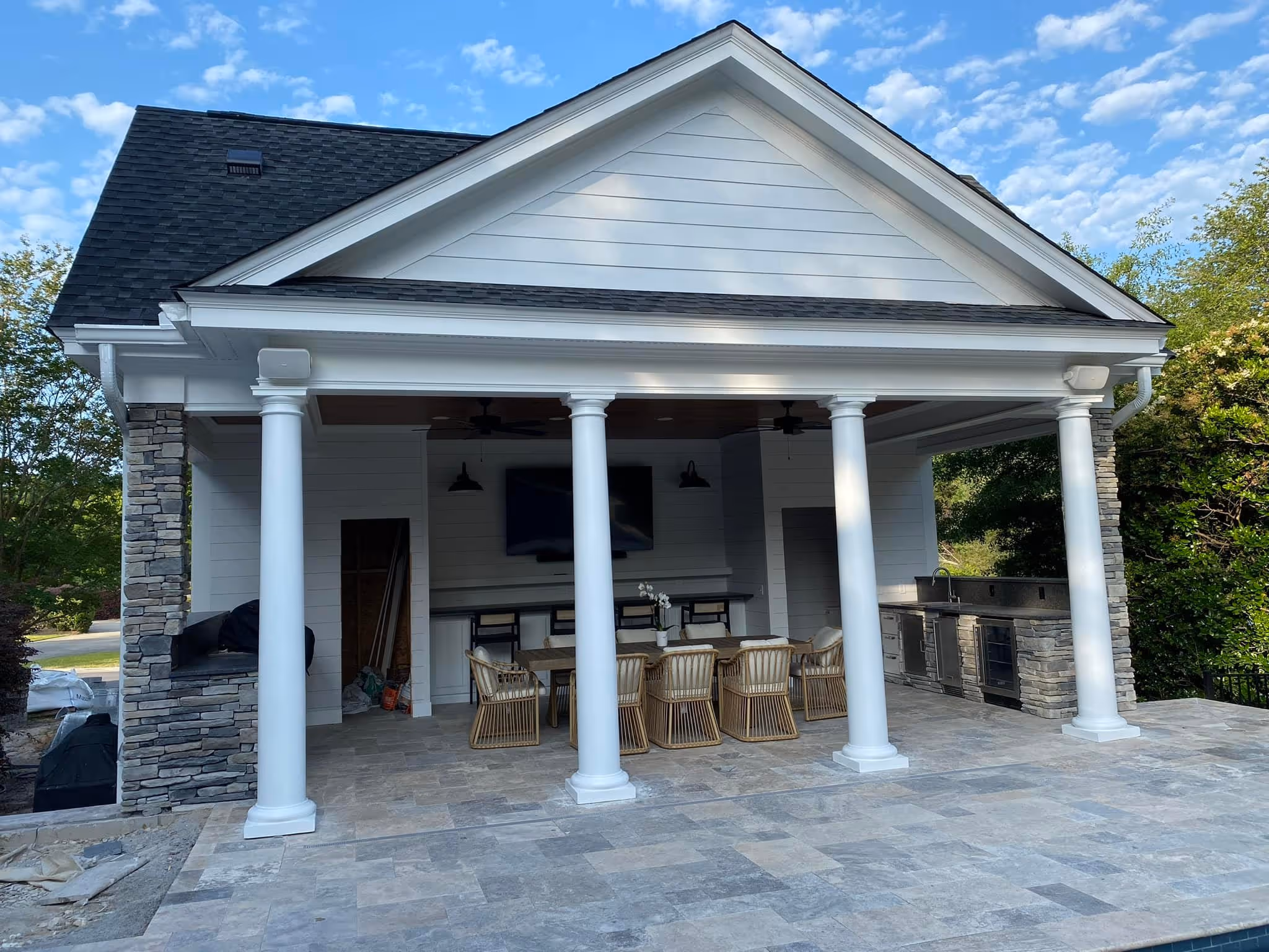 Pool house interior finish